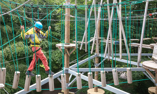 Picture of a child using the skyline course at Sky Reach